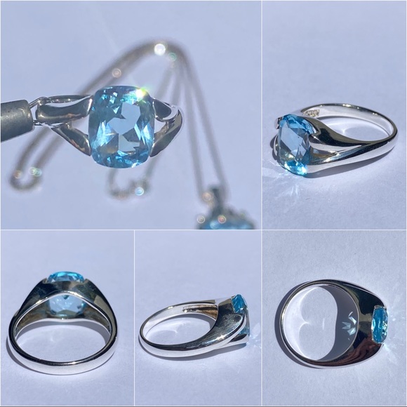 925 Aquamarine💠 Ring & Necklace set✨ - Picture 3 of 17